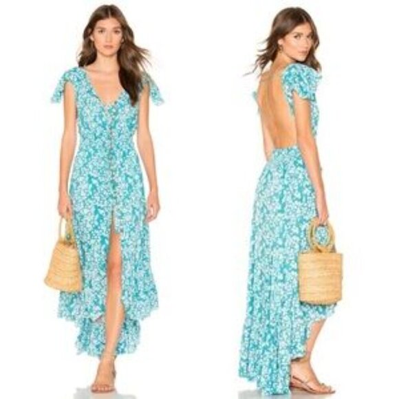 TIARE Hawaii New Moon Blue Floral Maxi Dress Size S/M - Picture 1 of 14